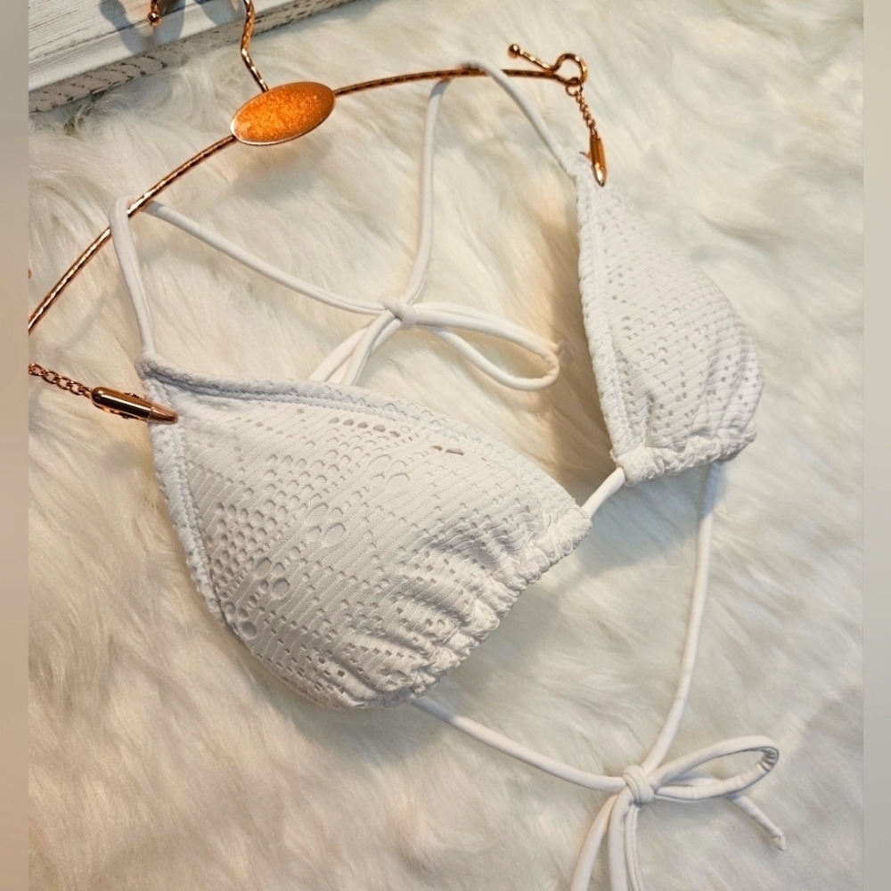 G21 Classic String Bikini Top with Lace Overlay